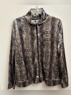 Women’s Snake-Print Zip Jacket - Brown/Black